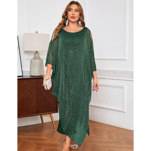 Plus Size Formal Dress Chiffon or Mesh Overlay Elegant Evening Gown - Picture 3 of 6